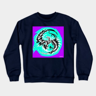 blue flames phoenix ecopop in purple sky ecopop Crewneck Sweatshirt